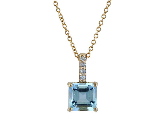 EFFY 14K YELLOW GOLD DIAMOND,AQUAMARINE PENDANT