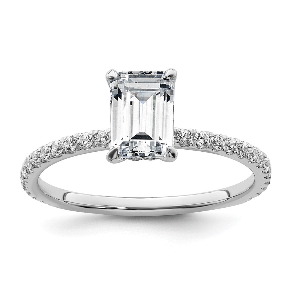 14kw 1 3/8ct Cert Lab Grown Dia VS/SI+ G+ Emerald Comp Solitaire Eng Ring