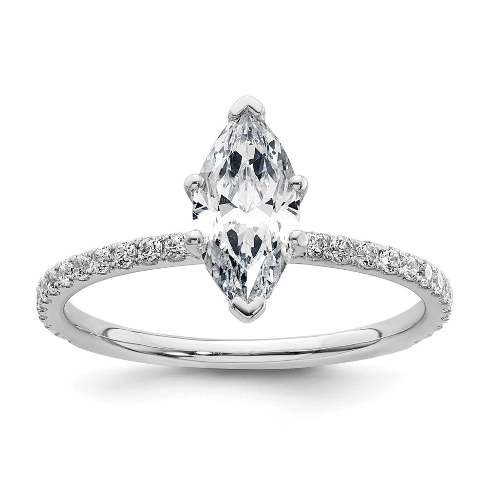 14kw 1 3/8ct Cert Lab Grown Dia VS+ F+ Marquise Comp w/ Flair Eng Ring