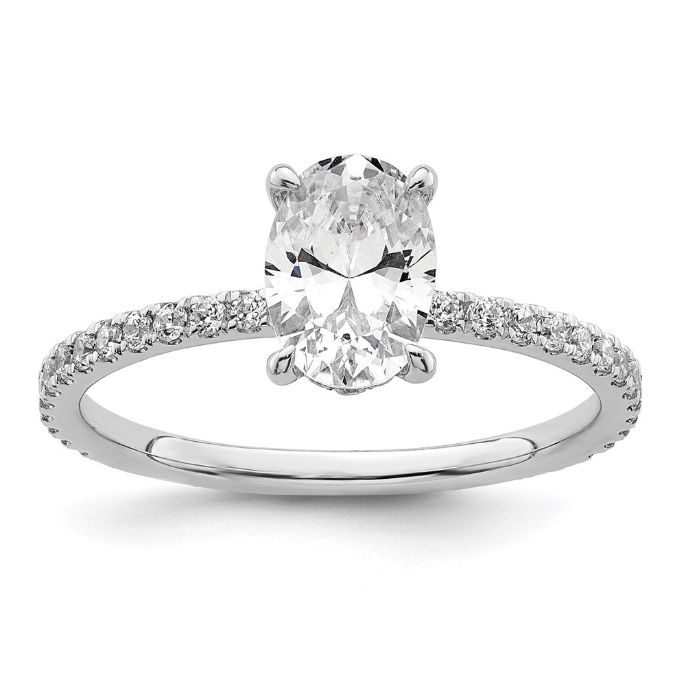 14kw 1 1/3ct Cert Lab Grown Diamond VS+ F+ Oval Comp Solitaire Eng Ring