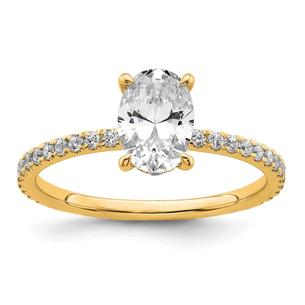 14k 1 1/3ct Cert Lab Grown Diamond VS+ F+ Oval Comp Solitaire Eng Ring
