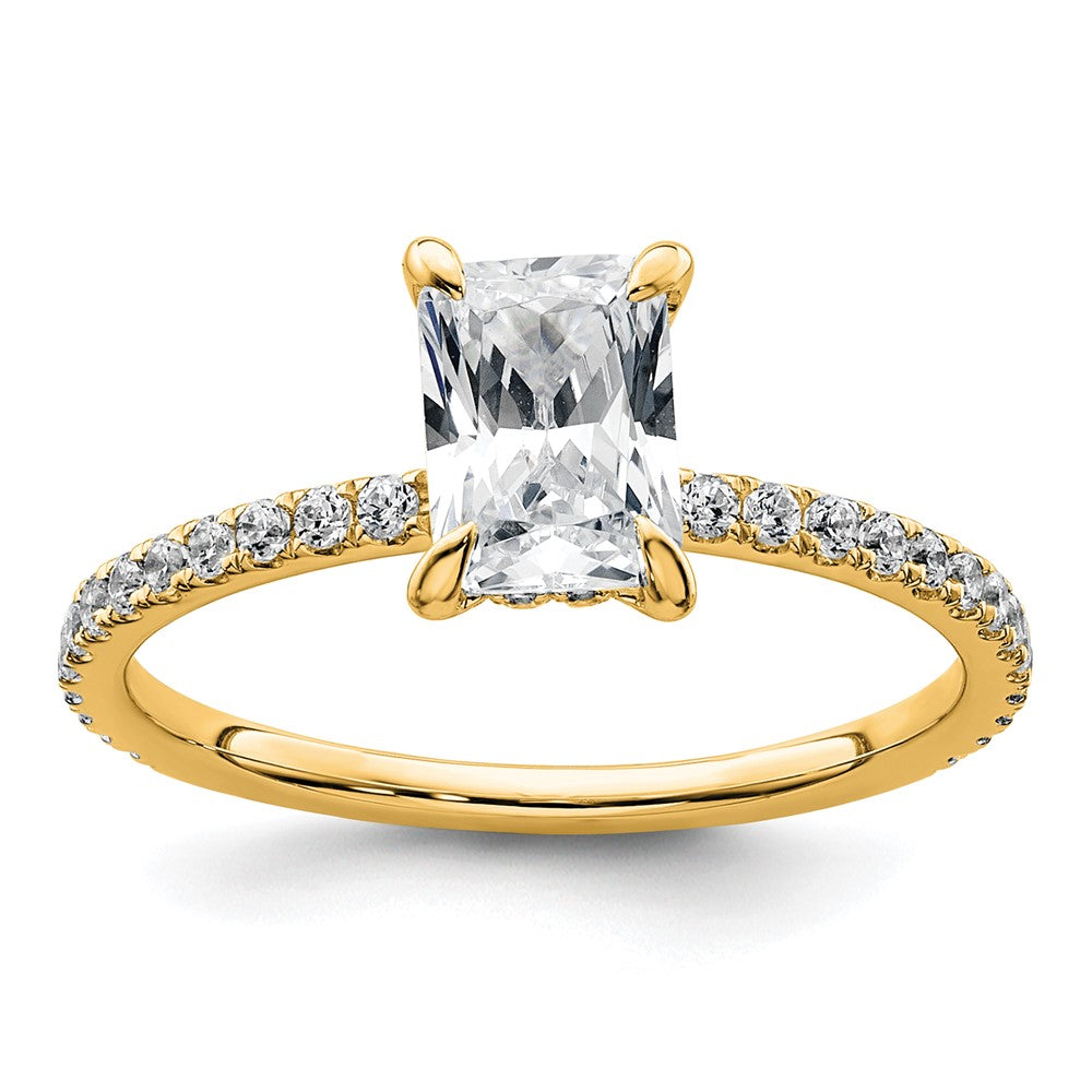 14k 1 1/3ct Cert Lab Grown Dia VS/SI+ G+ Comp Solitaire w/Flair Eng Ring
