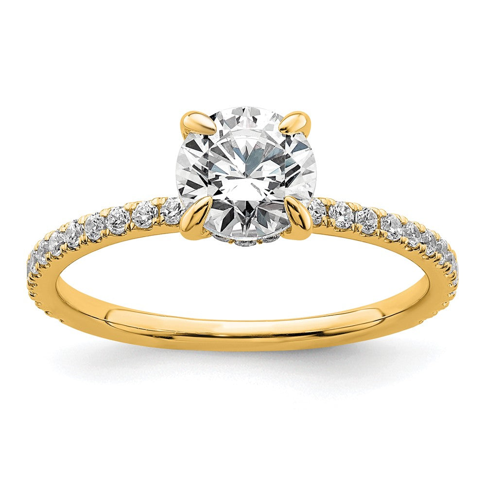 14k 1 1/3ct Cert Lab Grown Diamond VS+ F+ Round Comp Solitaire Eng Ring