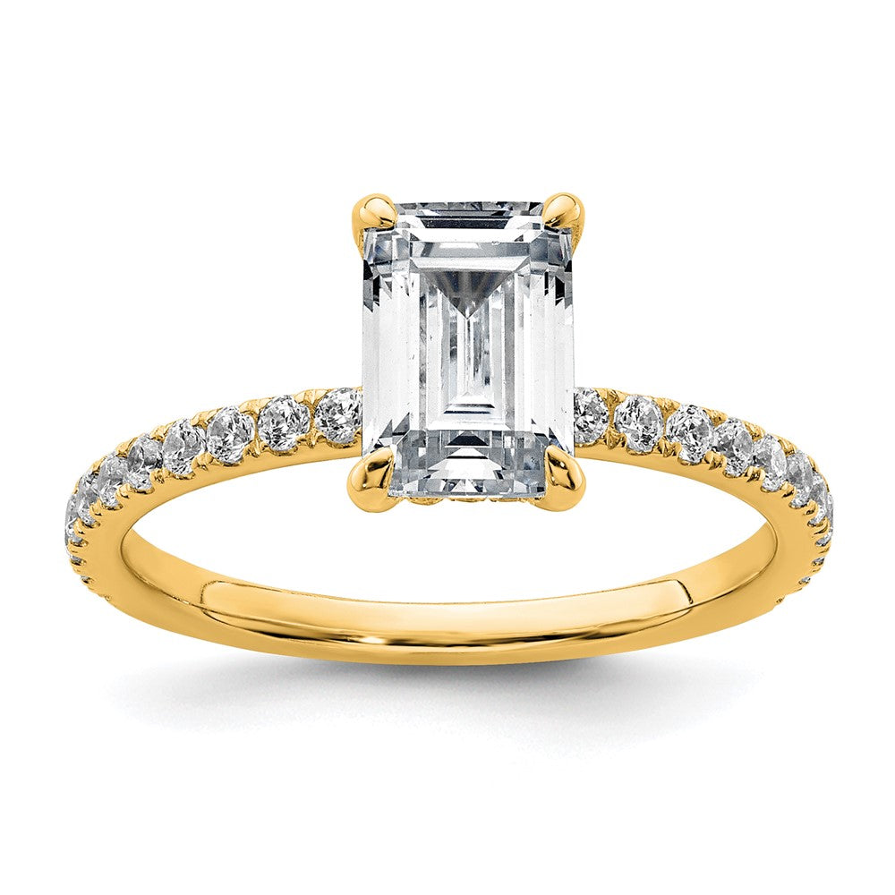14k 2ct Cert Lab Grown Diamond VS/SI+ G+ Emerald Comp Solitaire Eng Ring