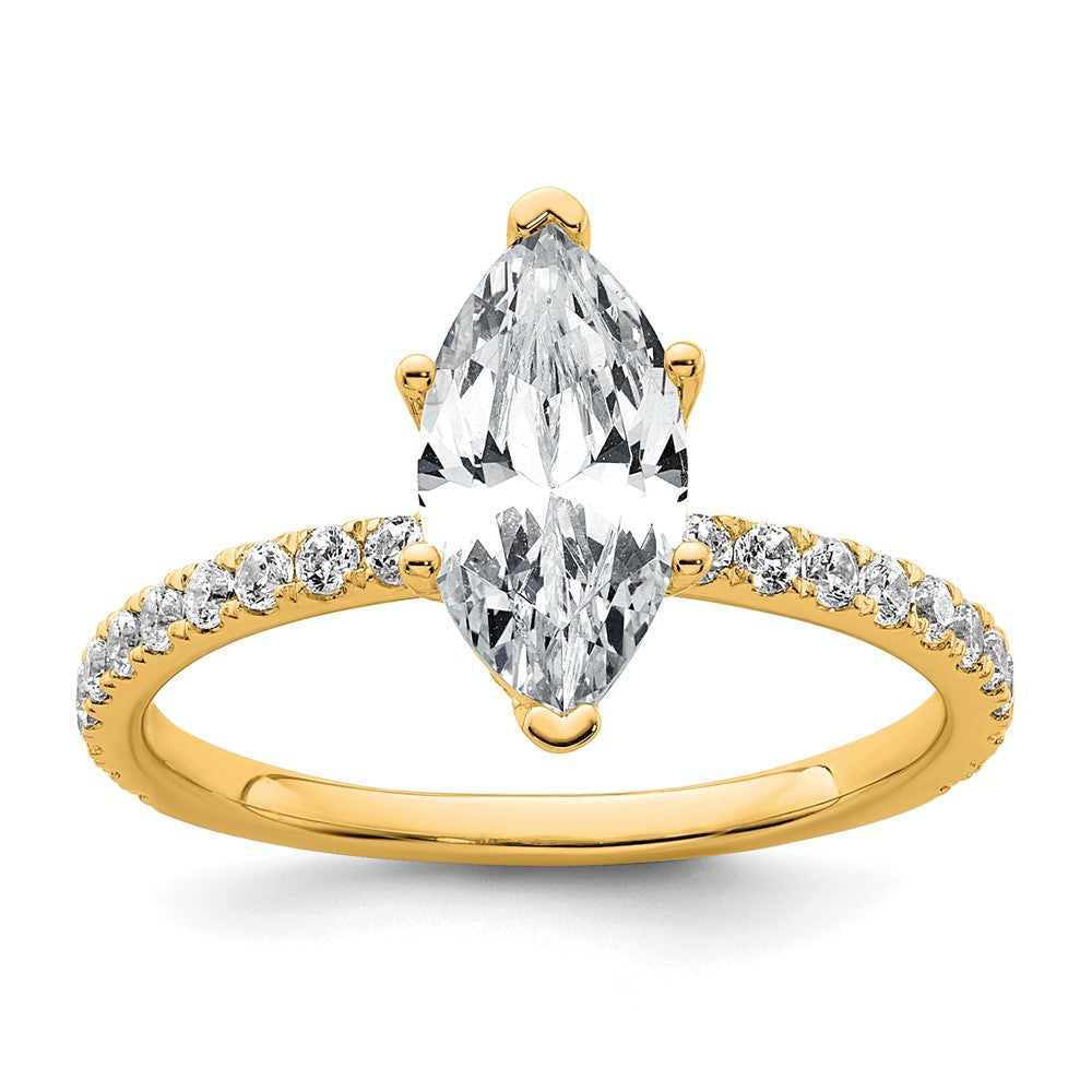 14k 2ct Cert Lab Grown Dia VS/SI+ G+ Marquise Comp w/ Flair Eng Ring
