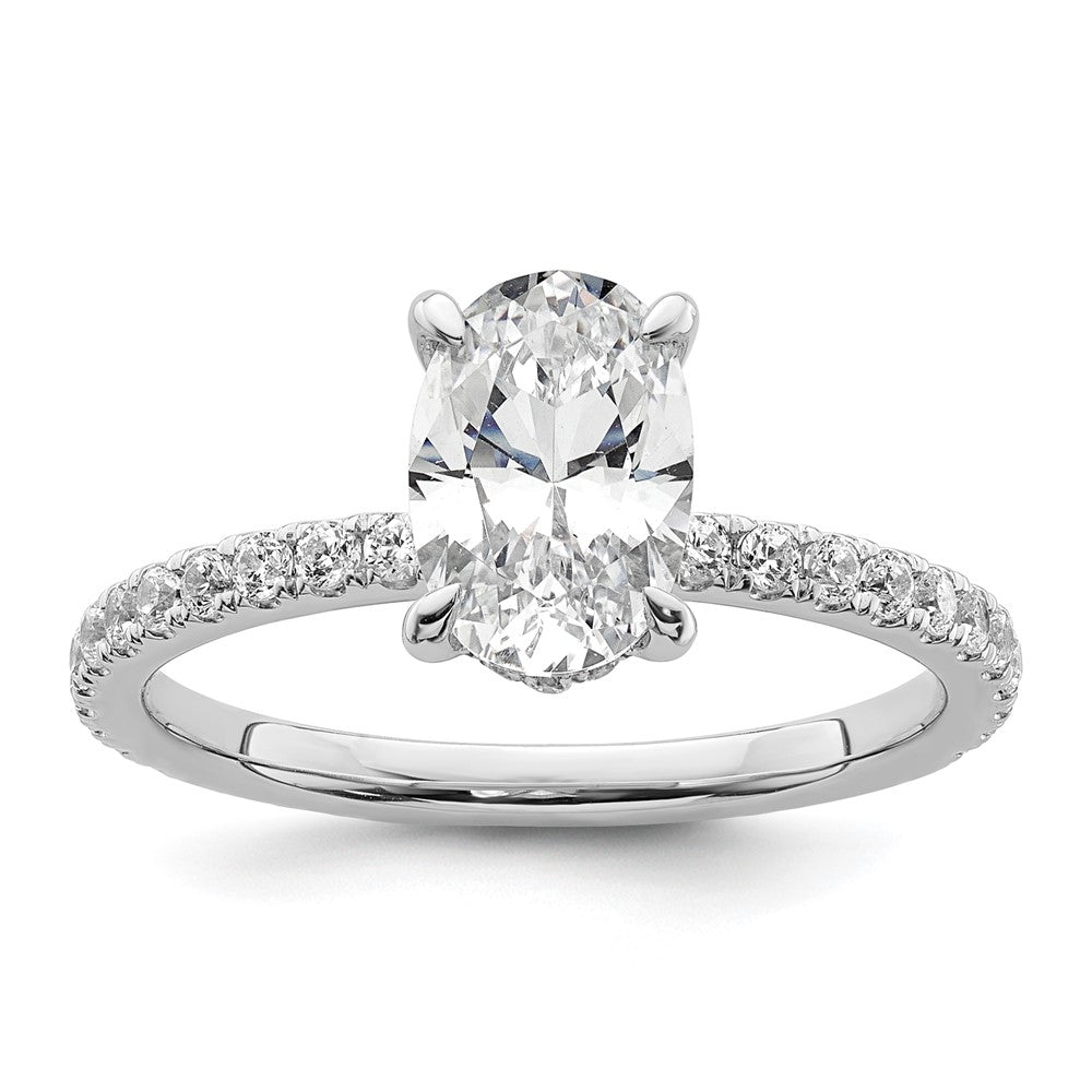 14kw 1 7/8ct Cert Lab Grown Diamond VS+ F+ Oval Comp Solitaire Eng Ring