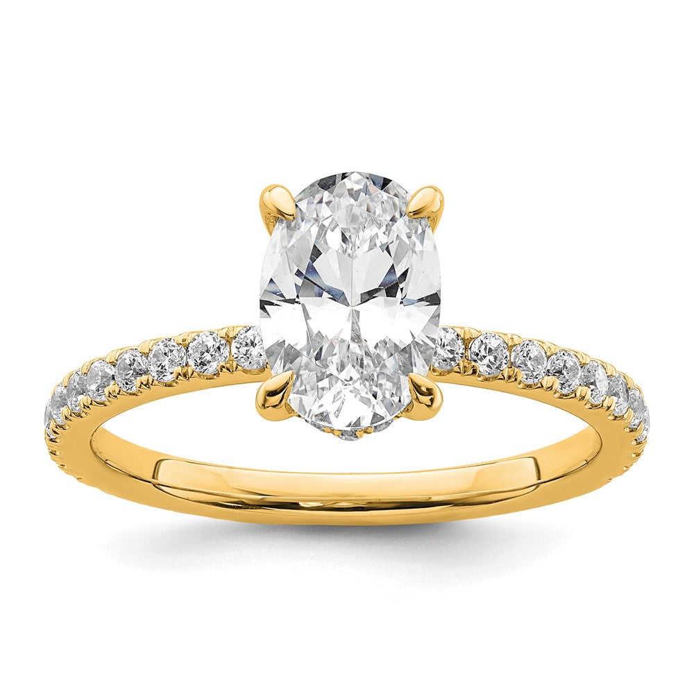 14k 1 7/8ct Cert Lab Grown Diamond VS+ F+ Oval Comp Solitaire Eng Ring