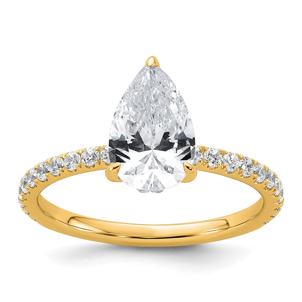 14k 2ct Cert Lab Grown Diamond VS/SI+ G+ Pear Comp Solitaire Eng Ring