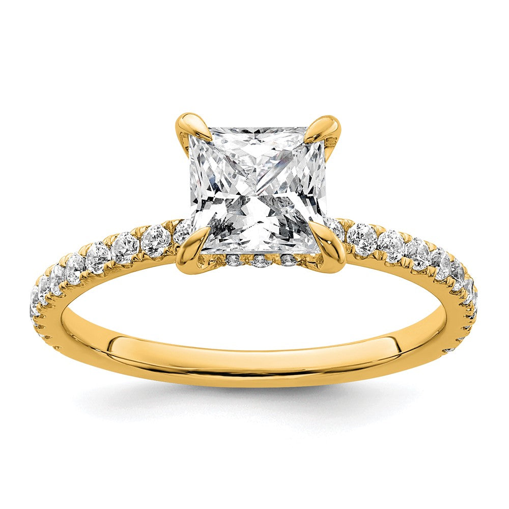 14k 2ct Cert Lab Grown Diamond VS+ F+ Princess Comp Solitaire Eng Ring