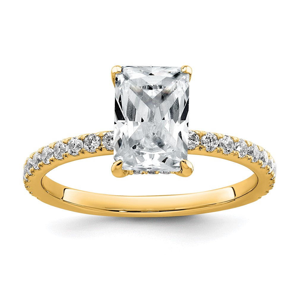 14k 2ct Cert Lab Grown Dia VS+ F+ Radiant Comp Solitaire w/Flair Eng Ring