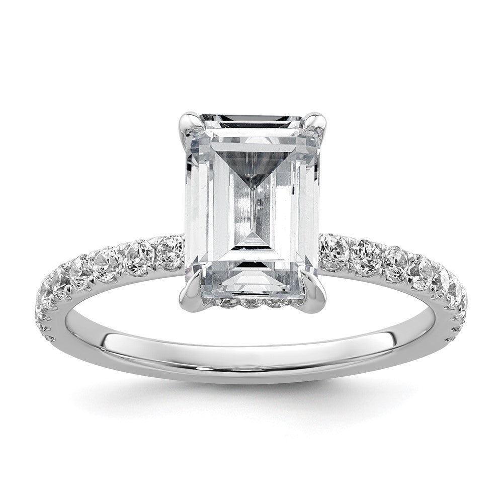 14kw 2 3/8ct Cert Lab Grown Dia VS+ F+ Emerald Comp Solitaire Eng Ring