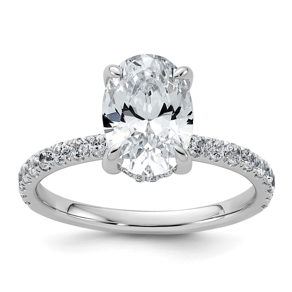 14kw 2 5/8ct Cert Lab Grown Diamond VS+ F+ Oval Comp Solitaire Eng Ring