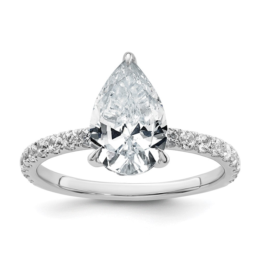 14kw 2 5/8ct Cert Lab Grown Diamond VS/SI+ G+ Pear Comp Solitaire Eng Ring
