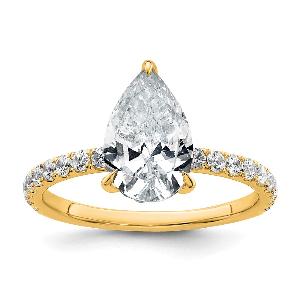 14k 2 5/8ct Cert Lab Grown Diamond VS+ F+ Pear Comp Solitaire Eng Ring
