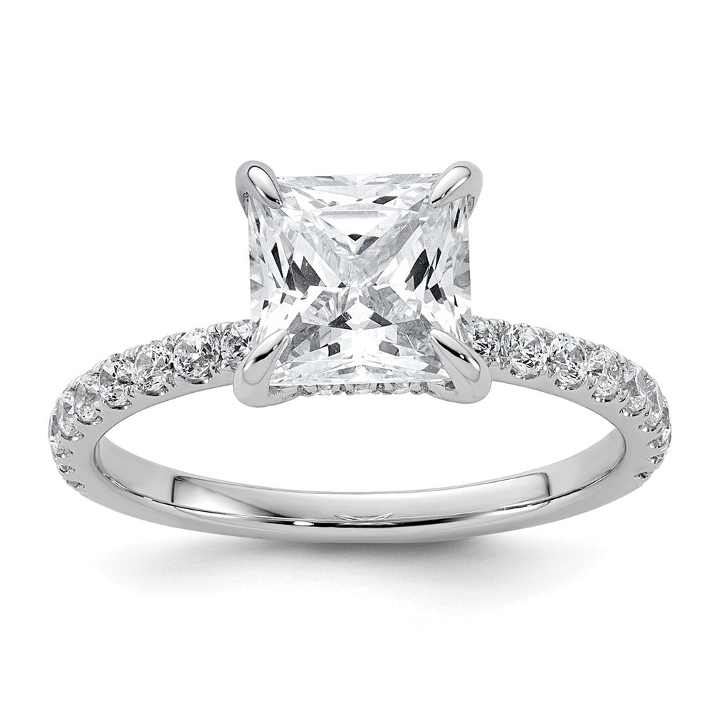 14kw 2 1/2ct Cert Lab Grown Dia VS+ F+ Princess Comp Solitaire Eng Ring