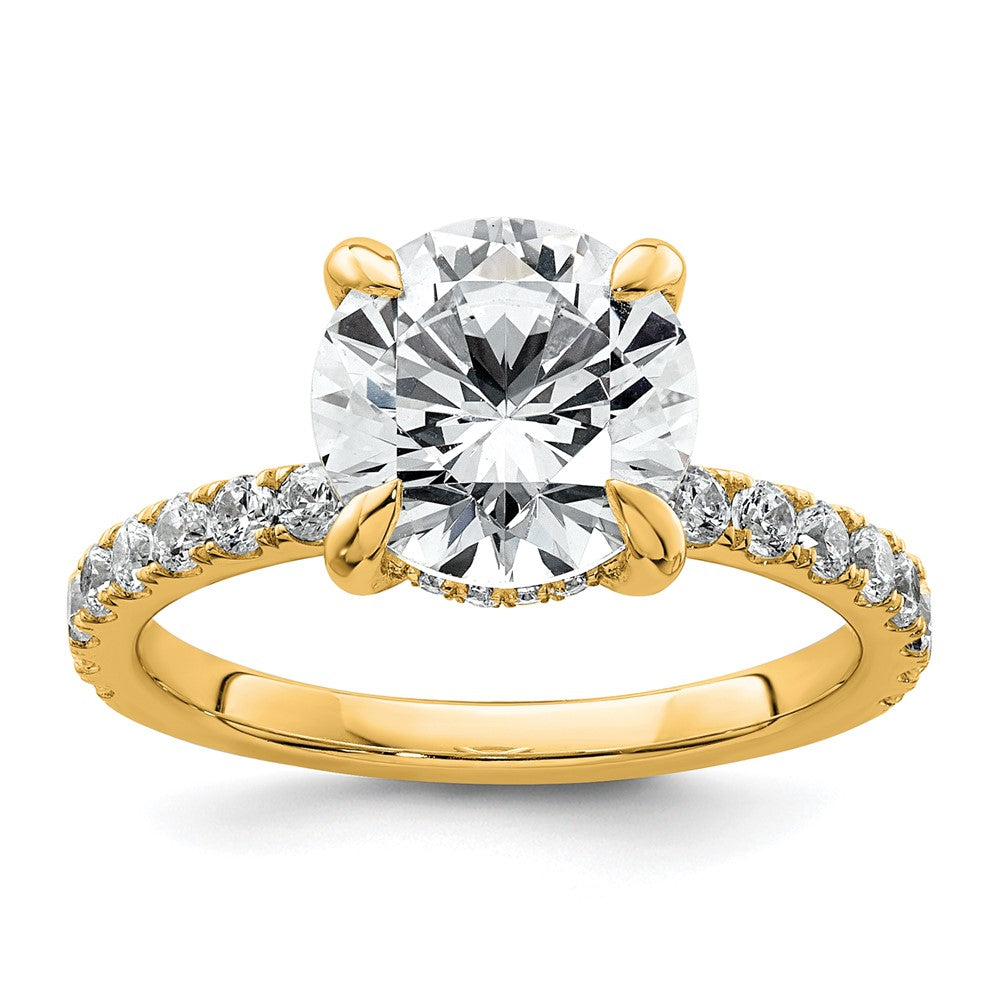 14k 3 1/2ct Cert Lab Grown Dia VS/SI+ G+ Round Comp Solitaire Eng Ring