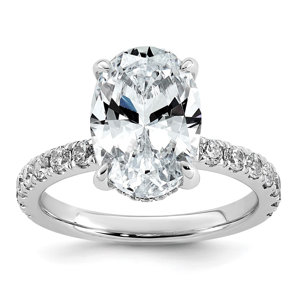 14kw 4 5/8ct Cert Lab Grown Diamond VS/SI+ G+ Oval Comp Solitaire Eng Ring