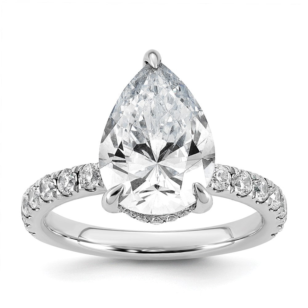 14kw 4 3/4ct Cert Lab Grown Diamond VS/SI+ G+ Pear Comp Solitaire Eng Ring
