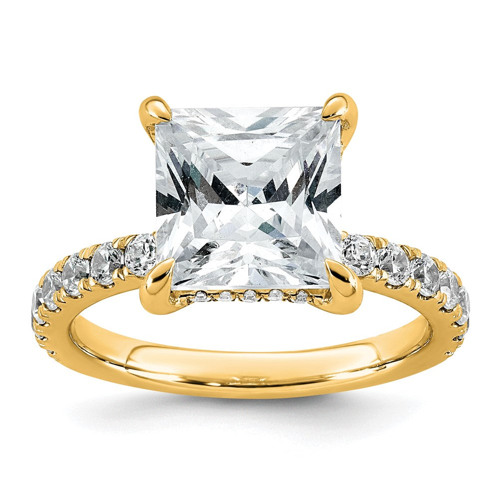 14k 4 3/8ct Cert Lab Grown Dia VS/SI+ G+ Princess Comp Solitaire Eng Ring