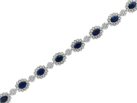 EFFY 14K WHITE GOLD DIAMOND,NATURAL SAPPHIRE BRACELET
