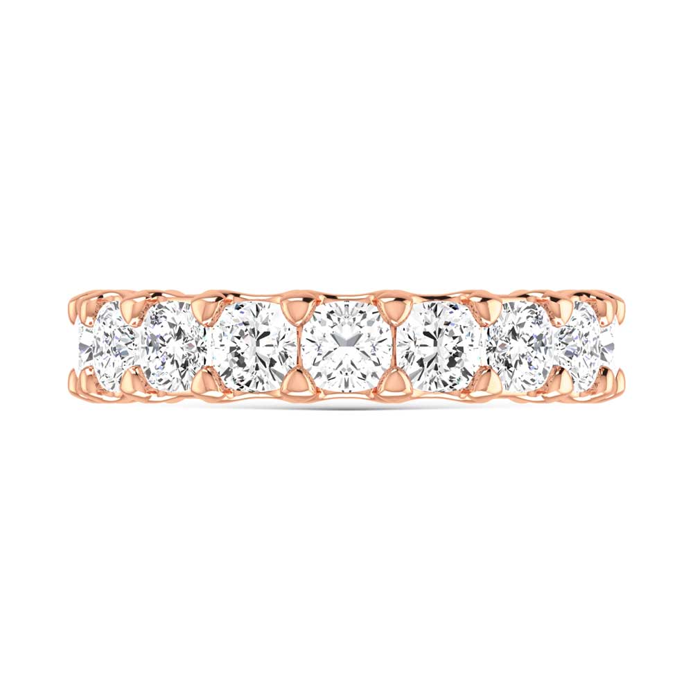 18K Rose Gold  2 1/4 CT Tw.  Cushion Shape Lab Grown Diamond Three Forth Eternity Band