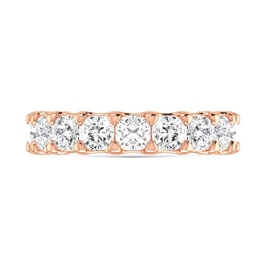 14K Rose Gold  1 1/2 CT Tw.  Cushion Shape Lab Grown Diamond Three Forth Eternity Band