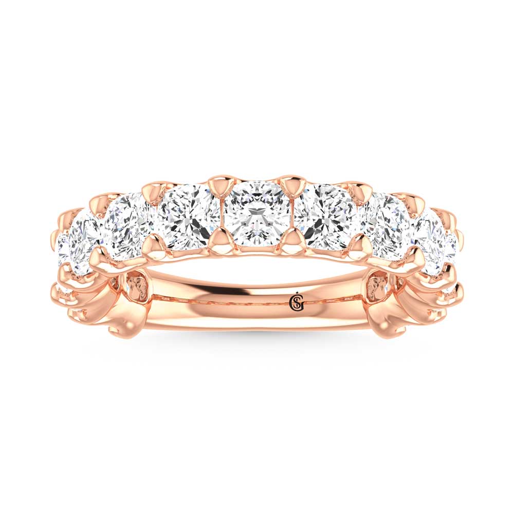 18K Rose Gold  3 3/4 CT Tw.  Cushion Shape Lab Grown Diamond Three Forth Eternity Band