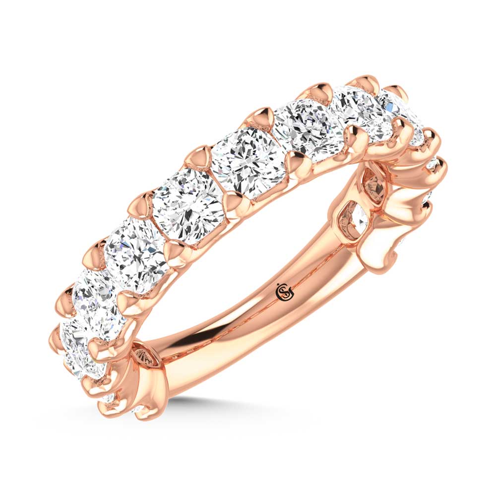 18K Rose Gold  1 1/2 CT Tw.  Cushion Shape Lab Grown Diamond Three Forth Eternity Band