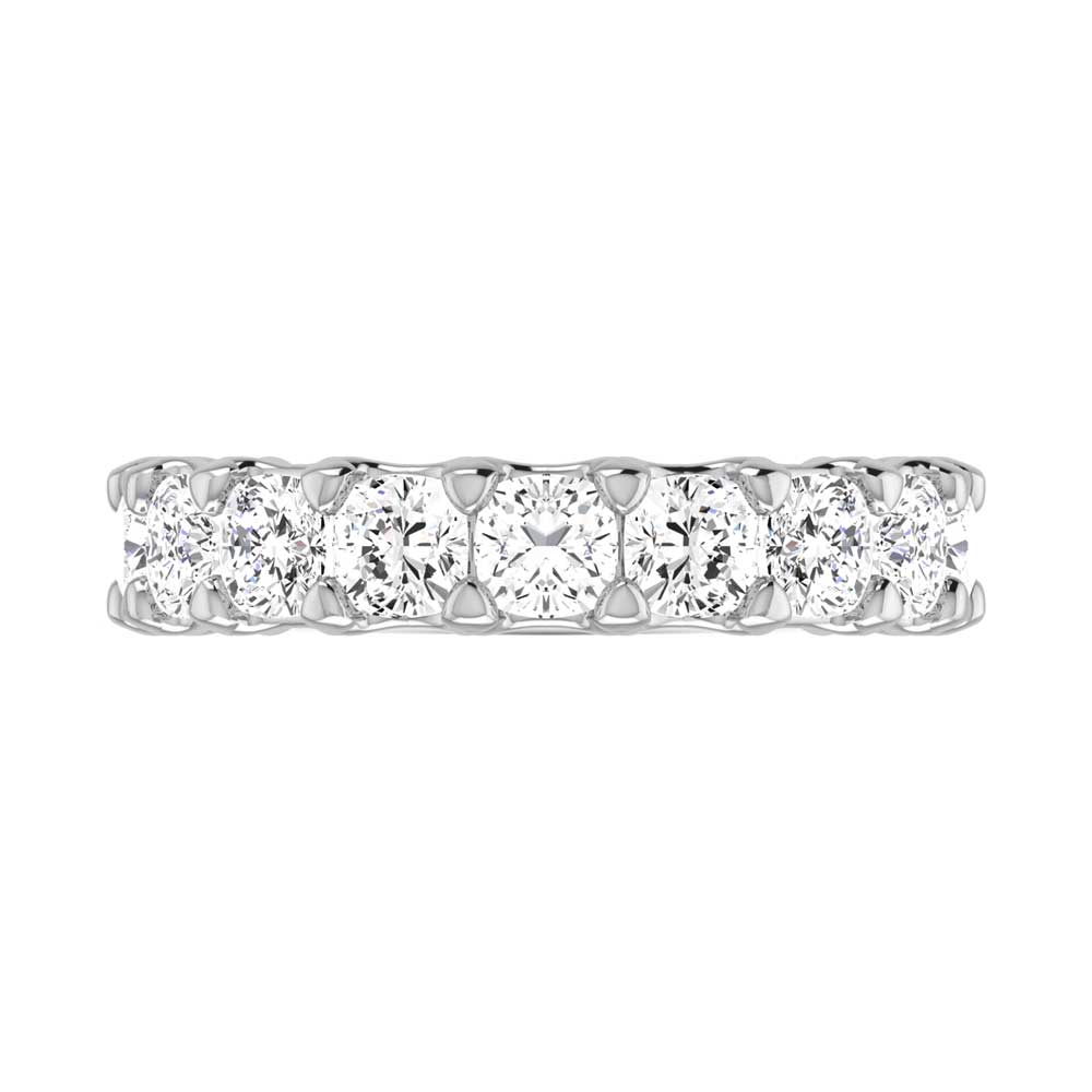 14K White Gold 3 CT Tw.  Cushion Shape Lab Grown Diamond Three Forth Eternity Band