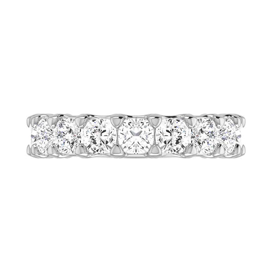 18K White Gold 4 1/6 CT Tw.  Cushion Shape Lab Grown Diamond Three Forth Eternity Band