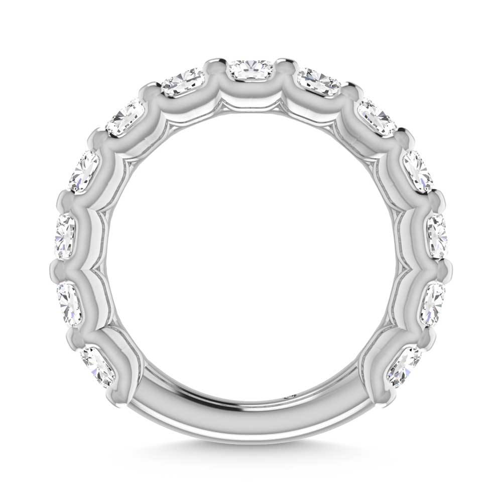 18K White Gold 1 1/2 CT Tw.  Cushion Shape Lab Grown Diamond Three Forth Eternity Band