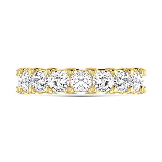 14K Yellow Gold 3 3/4 CT Tw. Cushion Shape Lab Grown Diamond Wedding Band