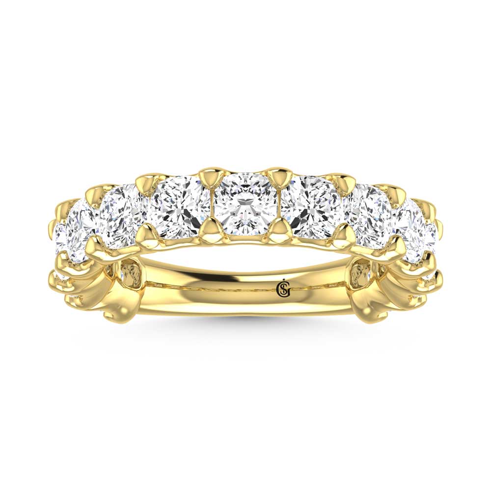14K Yellow Gold 4 1/6 CT Tw. Cushion Shape Lab Grown Diamond Wedding Band