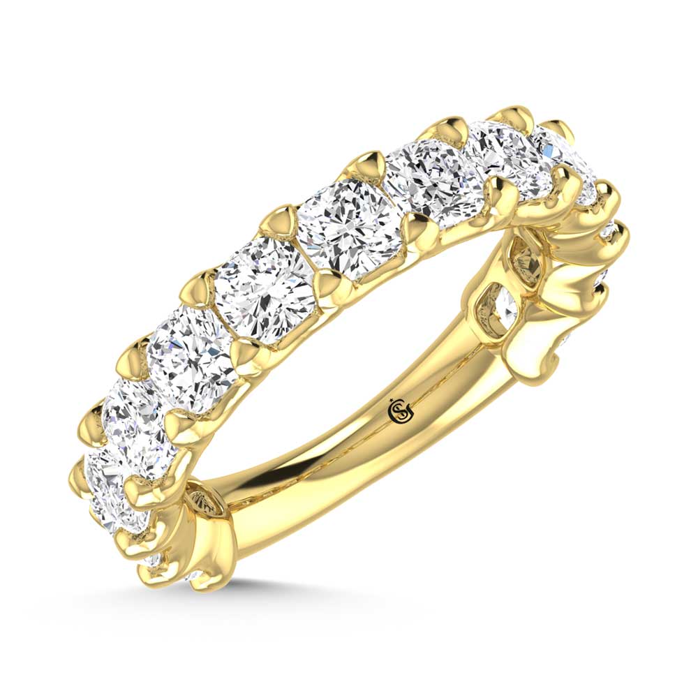 18K Yellow Gold 1 1/2 CT Tw. Cushion Shape Lab Grown Diamond Wedding Band