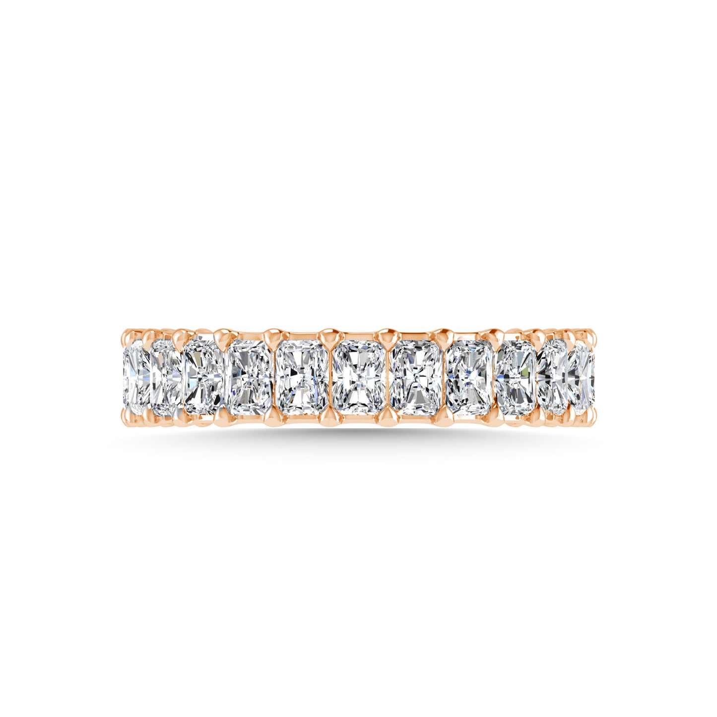 18K Rose Gold  4 3/4 CT Tw.  Emerald Shape Lab Grown Diamond Three Forth Eternity Band