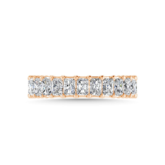 18K Rose Gold  3 3/4 CT Tw.  Emerald Shape Lab Grown Diamond Three Forth Eternity Band