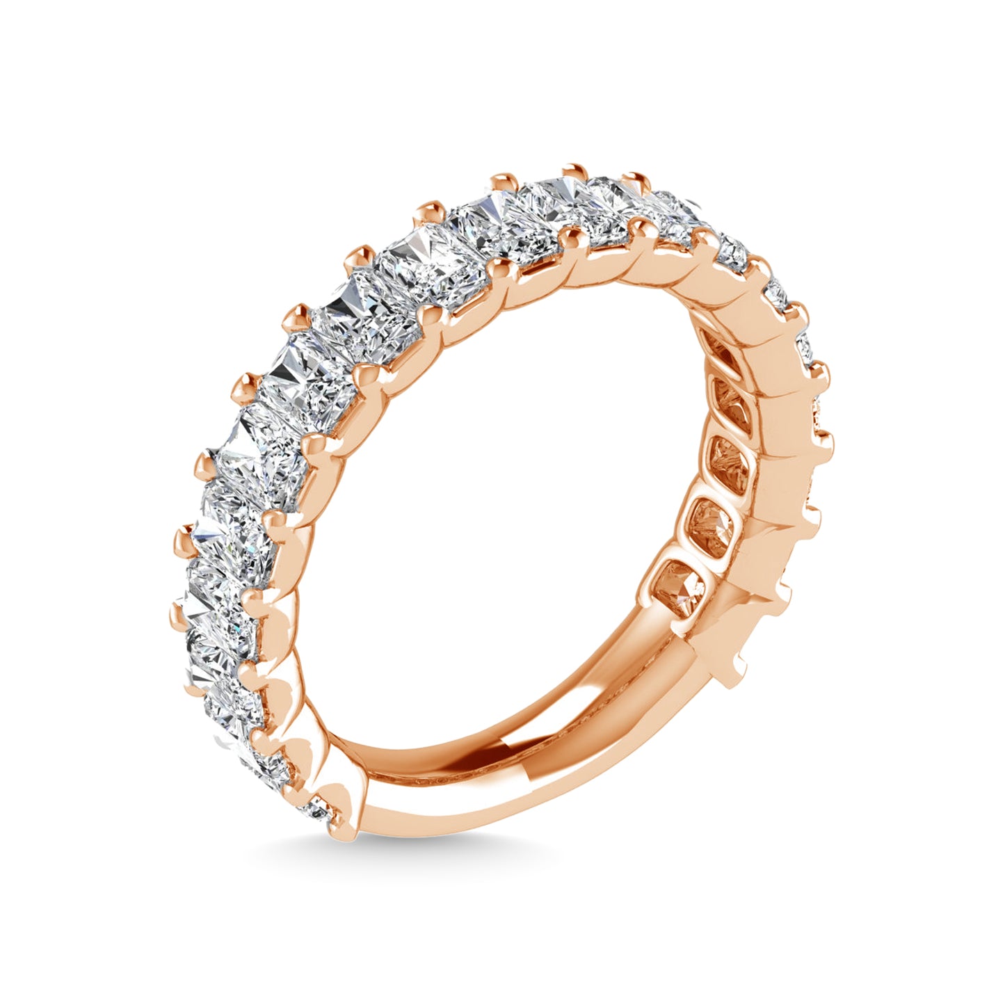 18K Rose Gold  4 3/4 CT Tw.  Emerald Shape Lab Grown Diamond Three Forth Eternity Band