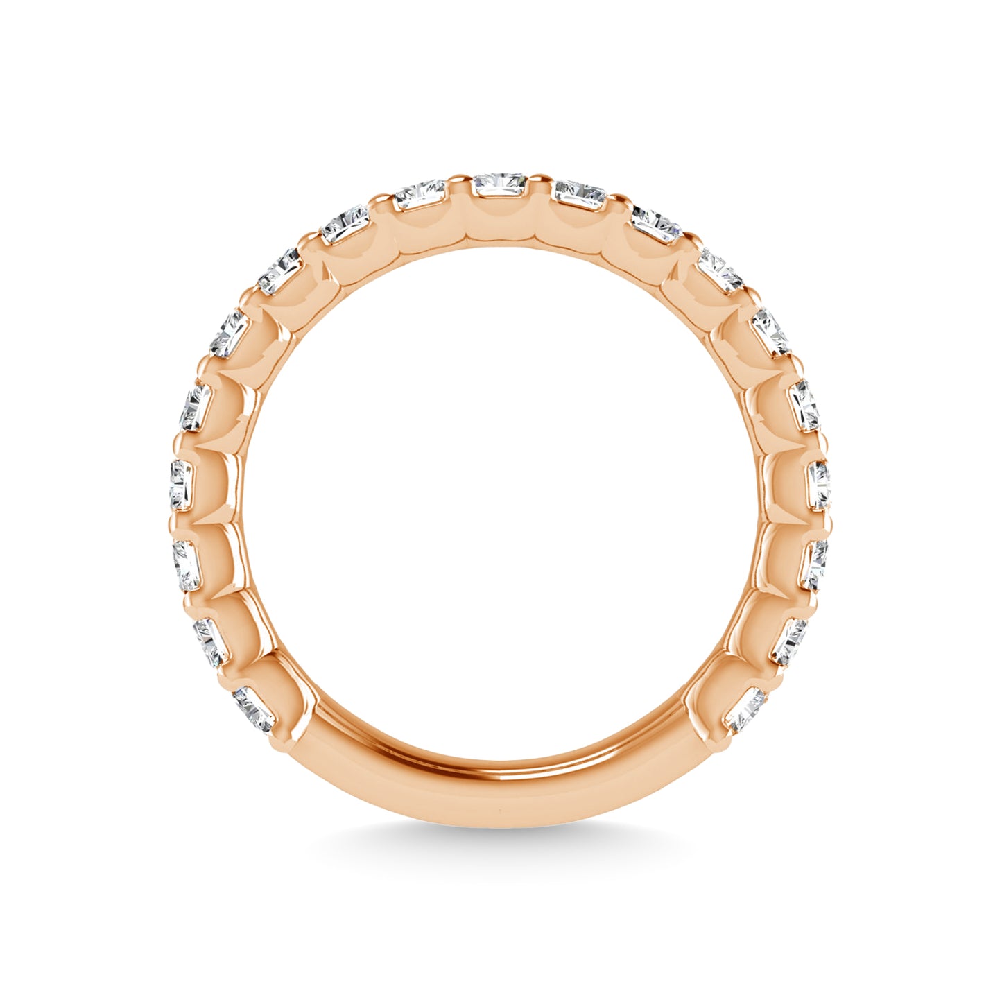 14K Rose Gold  6 7/8 CT Tw.  Emerald Shape Lab Grown Diamond Three Forth Eternity Band