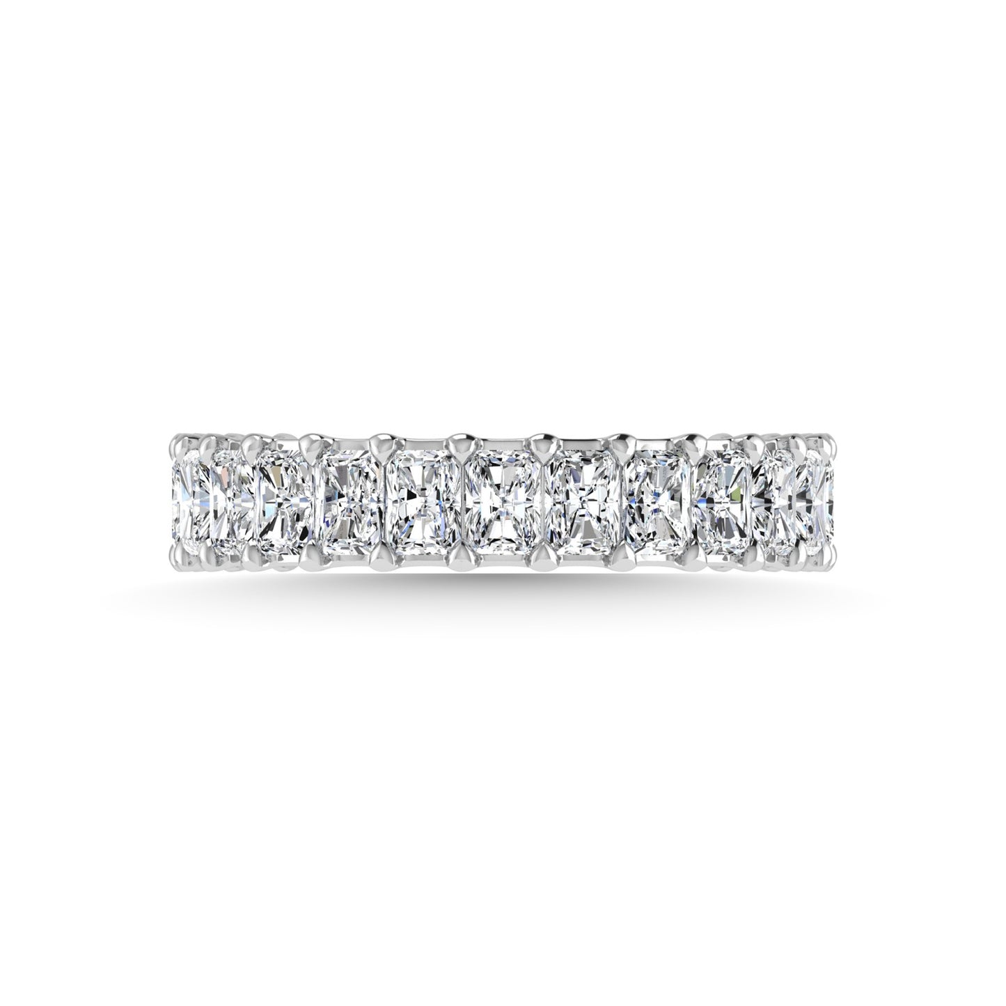 950 Platinum 3 3/4 CT Tw.  Emerald Shape Lab Grown Diamond Three Forth Eternity Band