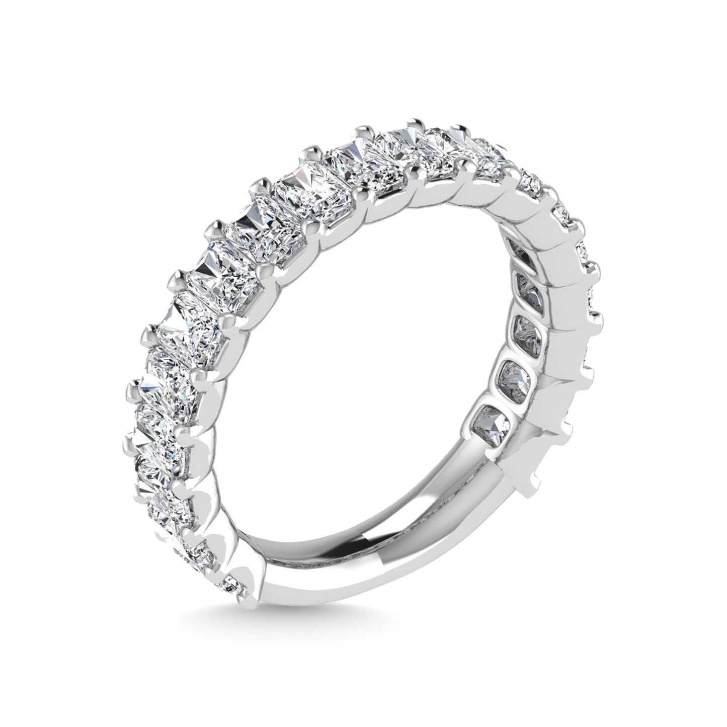 950 Platinum 4 3/4 CT Tw.  Emerald Shape Lab Grown Diamond Three Forth Eternity Band