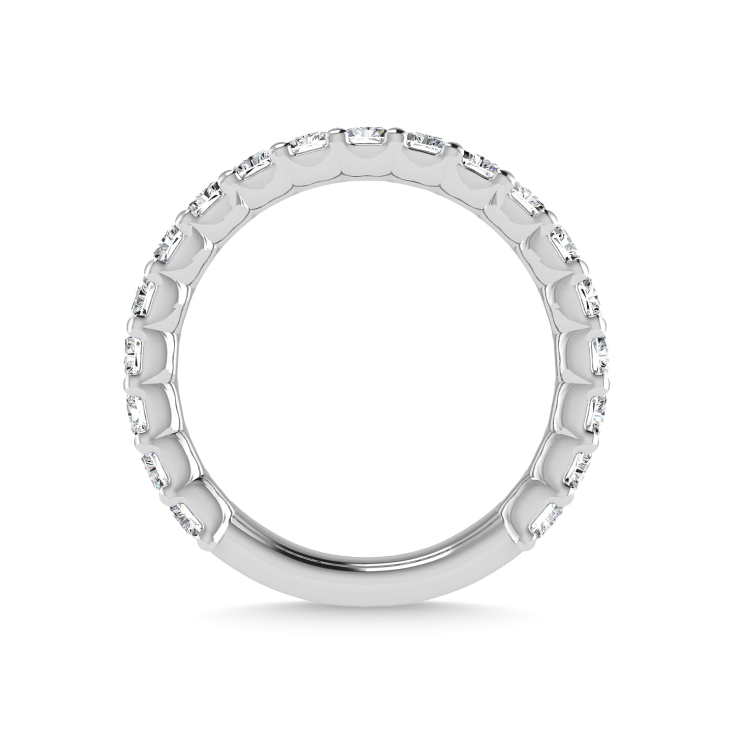 14K White Gold 2 7/8 CT Tw.  Emerald Shape Lab Grown Diamond Three Forth Eternity Band