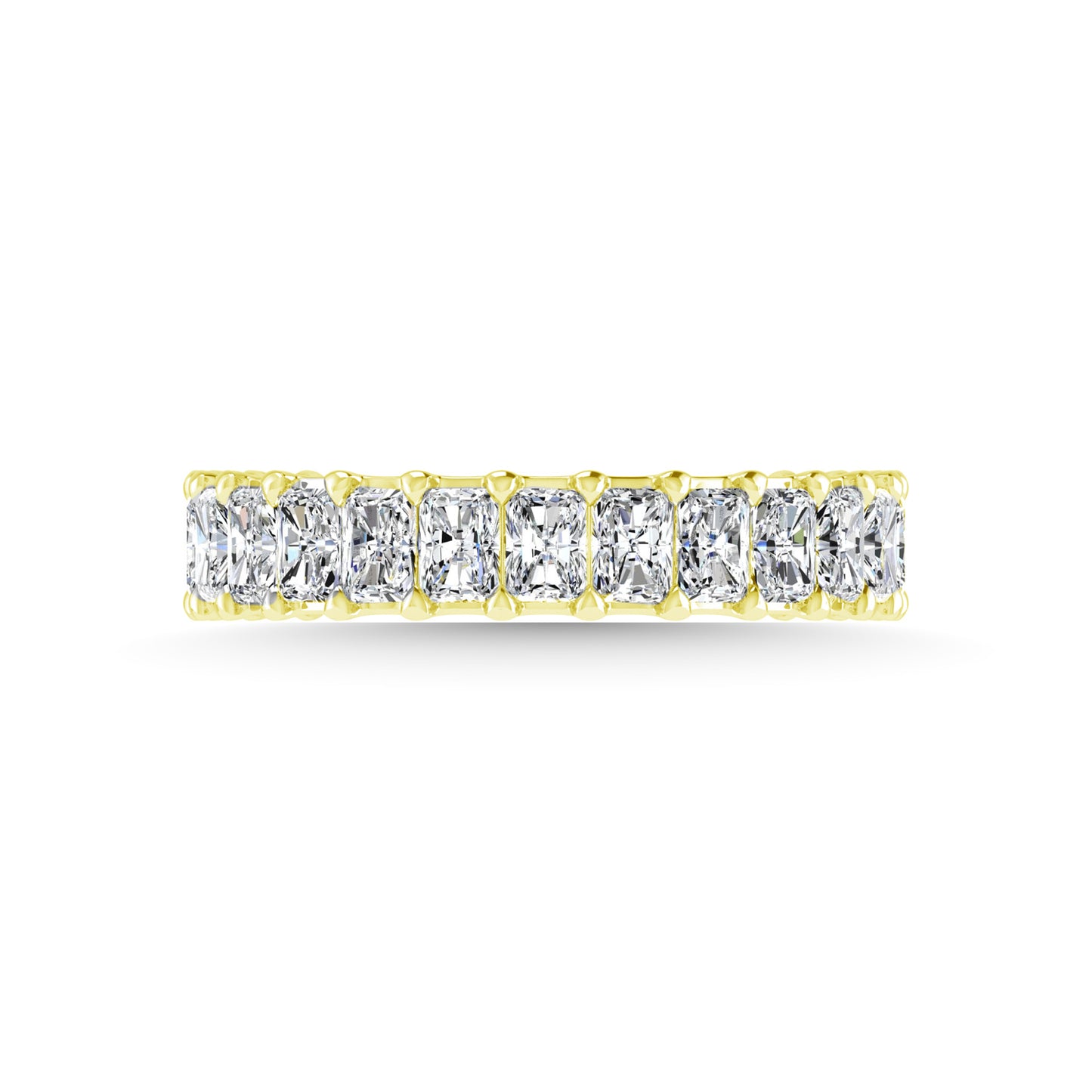 14K Yellow Gold 3 3/4 CT Tw.  Emerald Shape Lab Grown Diamond Three Forth Eternity Band
