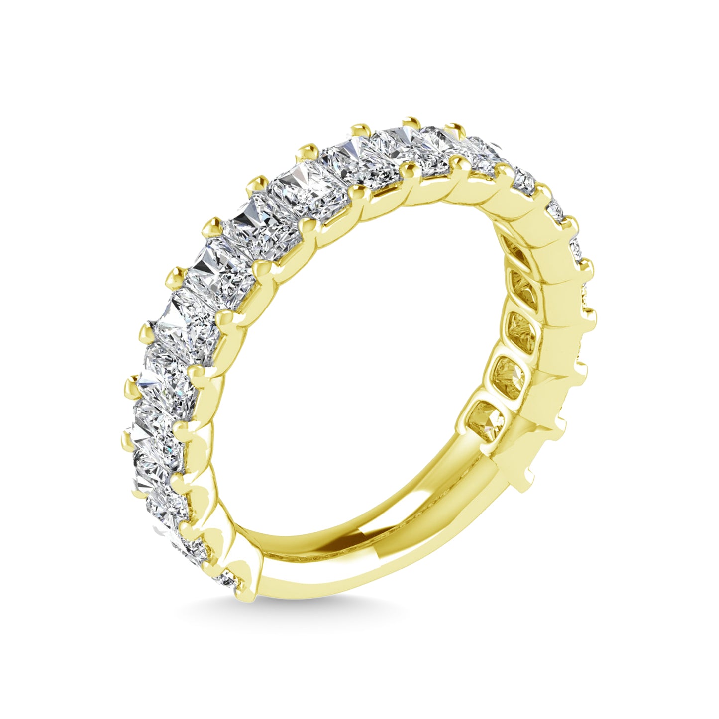 18K Yellow Gold 4 3/4 CT Tw.  Emerald Shape Lab Grown Diamond Three Forth Eternity Band