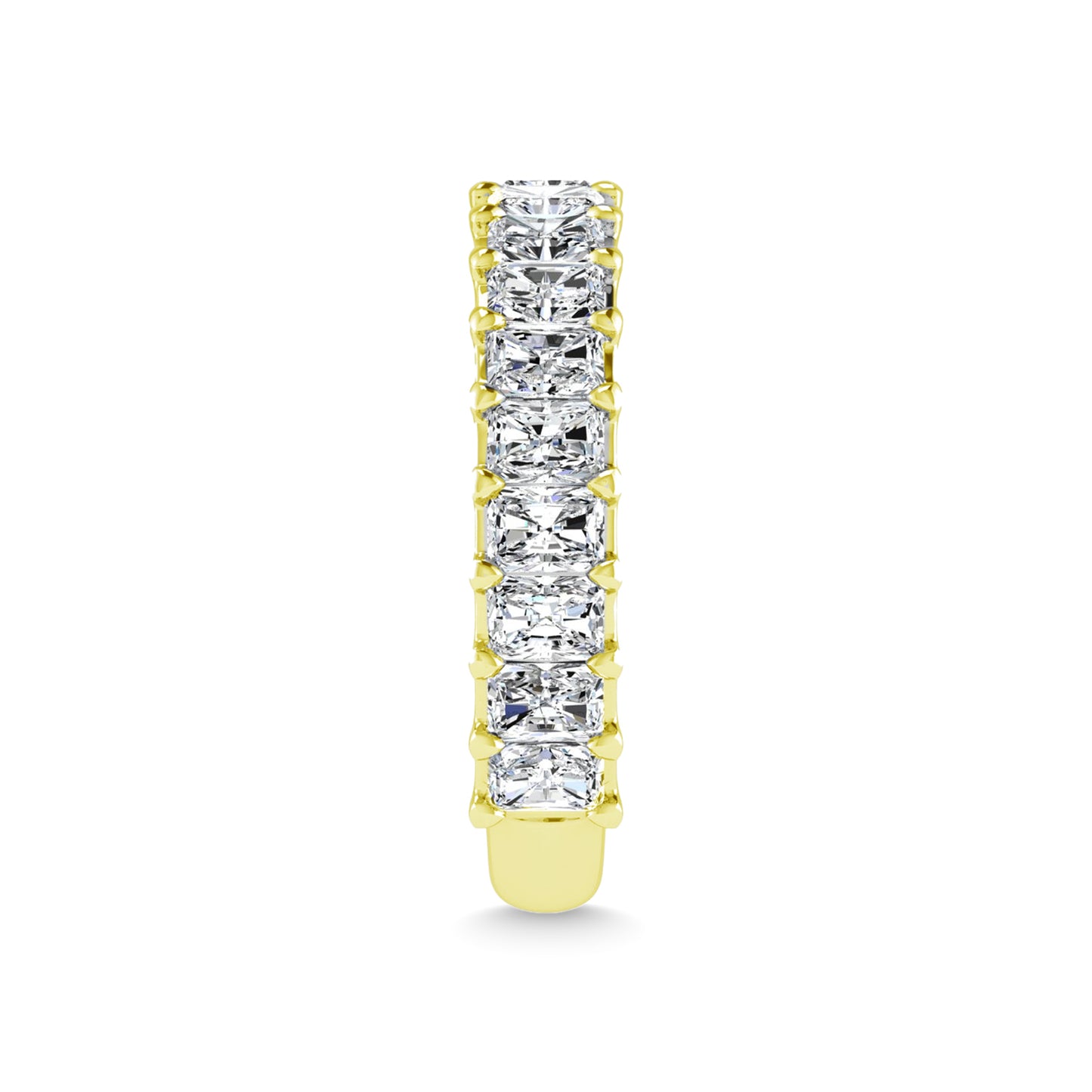 18K Yellow Gold 3 3/4 CT Tw.  Emerald Shape Lab Grown Diamond Three Forth Eternity Band