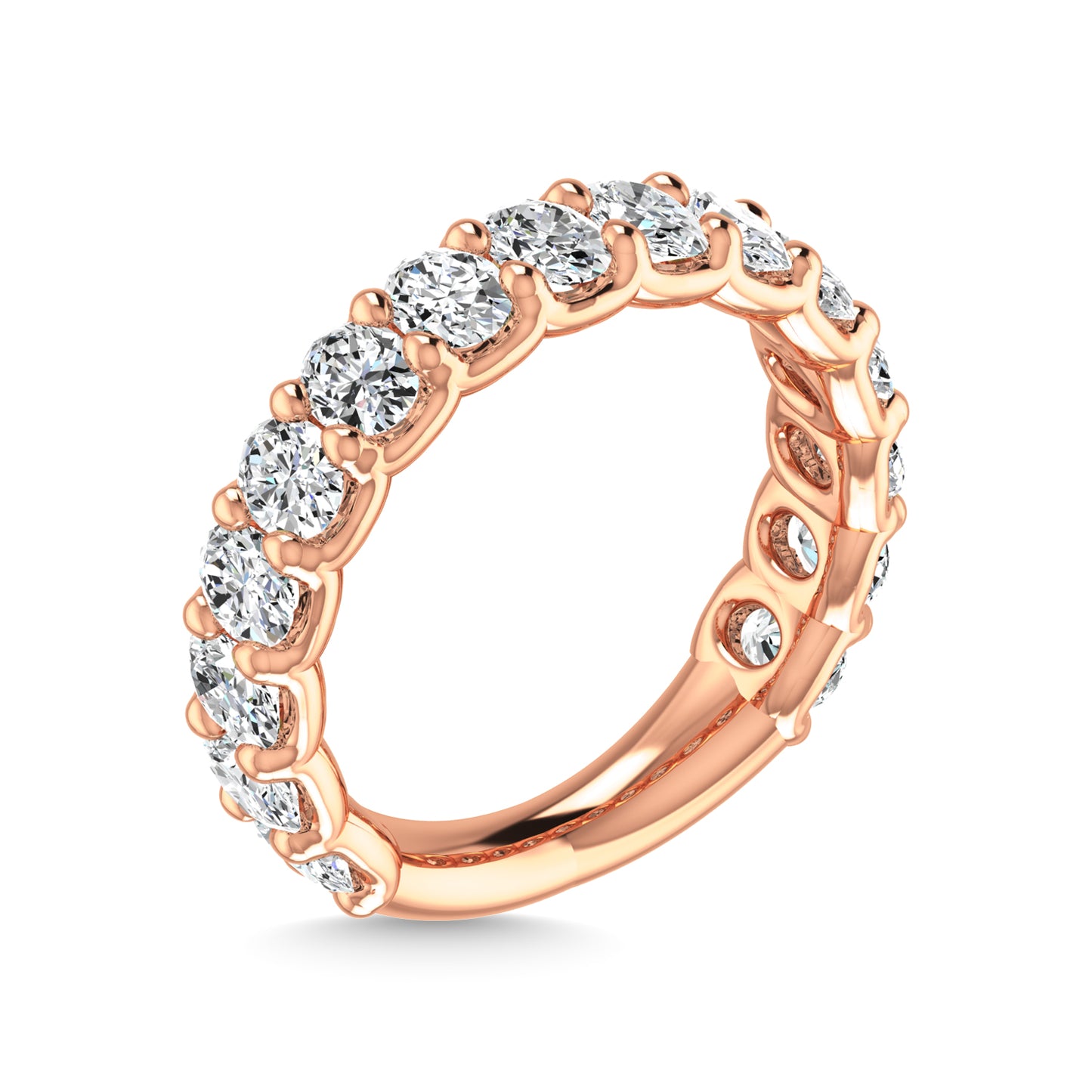 18K Rose Gold  2 1/2 CT Tw. Oval Shape Lab Grown Diamond Three Forth Eternity Band