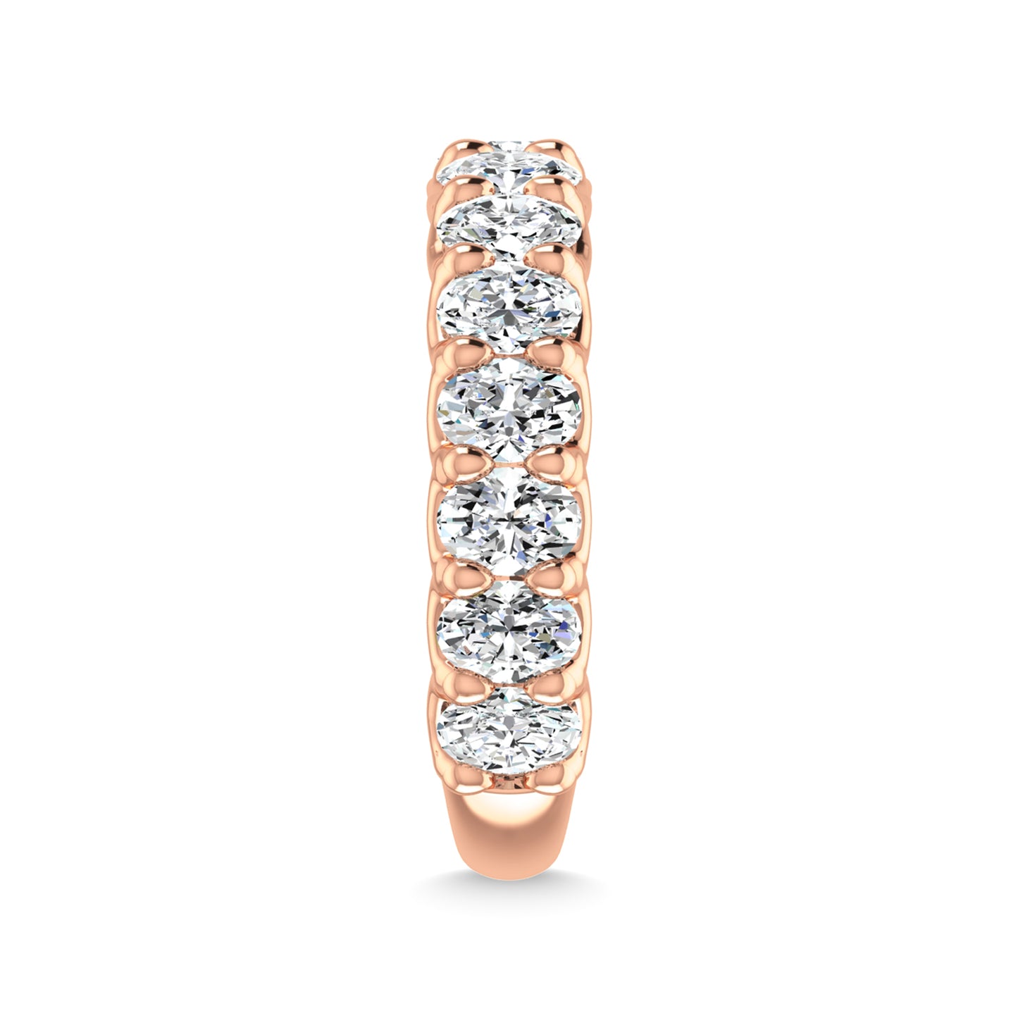 14K Rose Gold  1 7/8 CT Tw. Oval Shape Lab Grown Diamond Three Forth Eternity Band