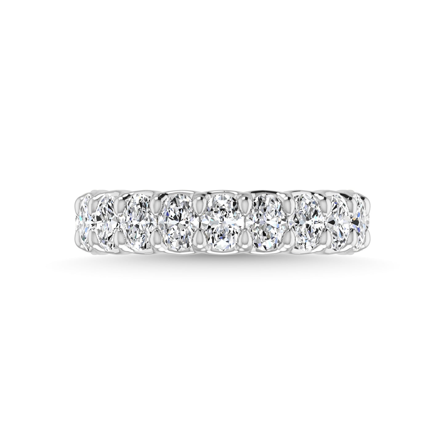 14K White Gold 3 3/4 CT Tw. Oval Shape Lab Grown Diamond Three Forth Eternity Band
