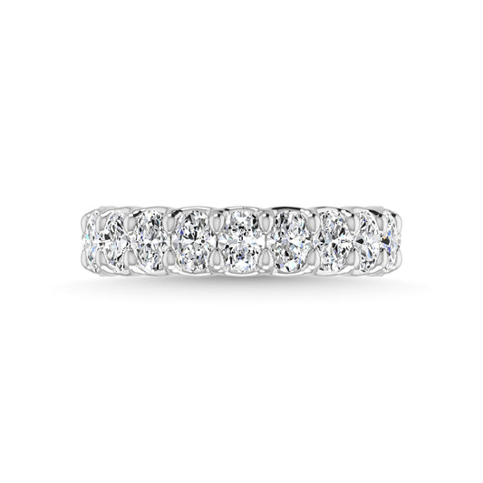 18K White Gold 2 1/2 CT Tw. Oval Shape Lab Grown Diamond Three Forth Eternity Band