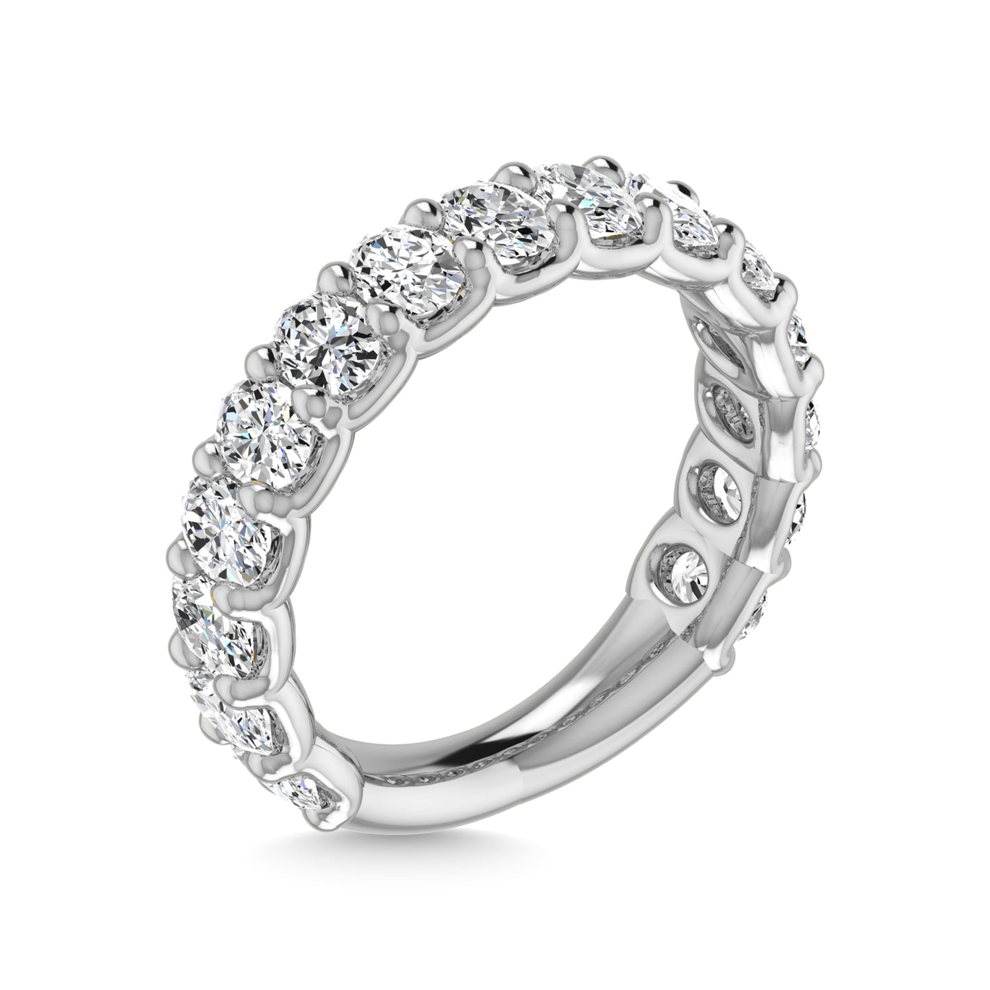 18K White Gold 5 7/8 CT Tw. Oval Shape Lab Grown Diamond Three Forth Eternity Band