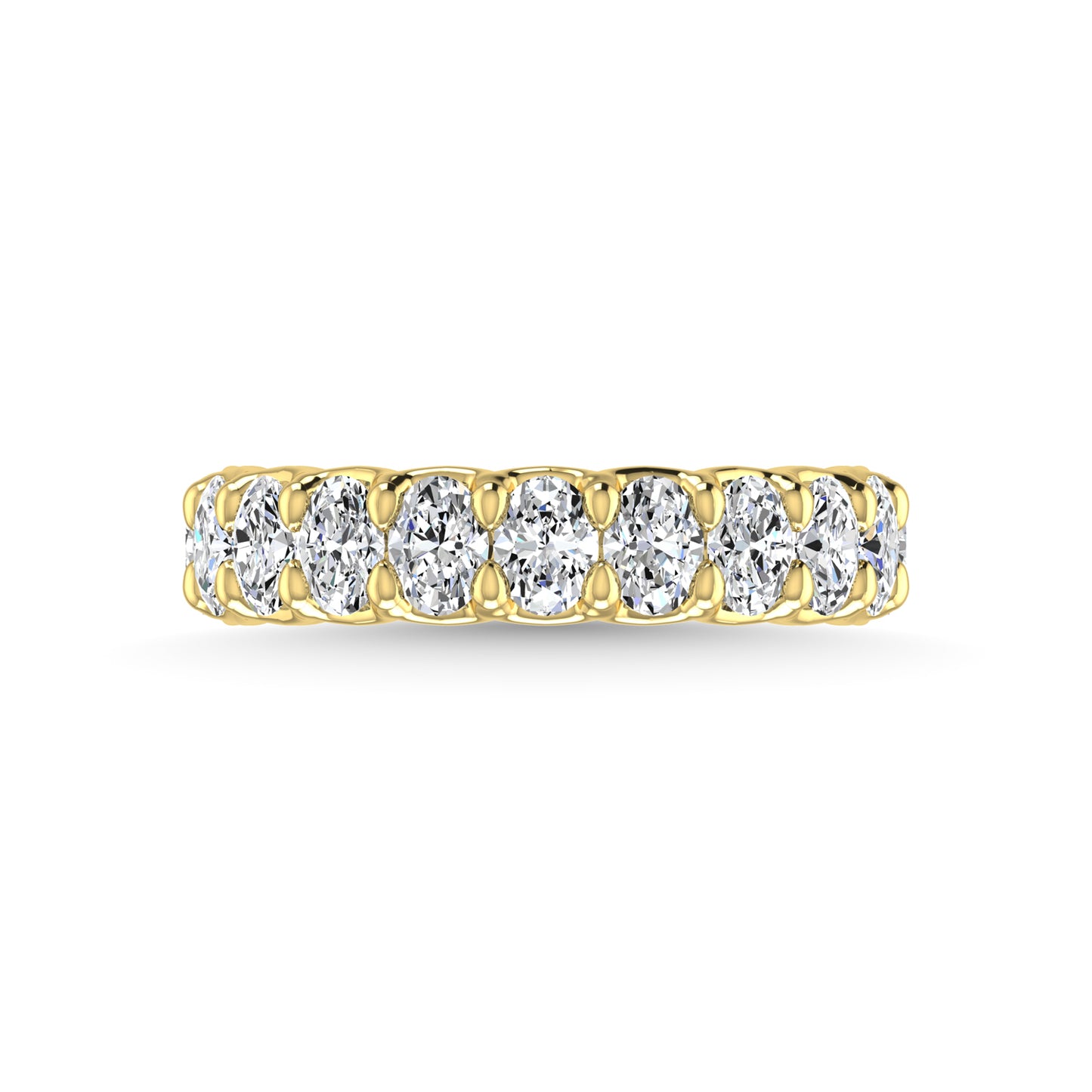 14K Yellow Gold 1 7/8 CT Tw. Oval Shape Lab Grown Diamond Three Forth Eternity Band